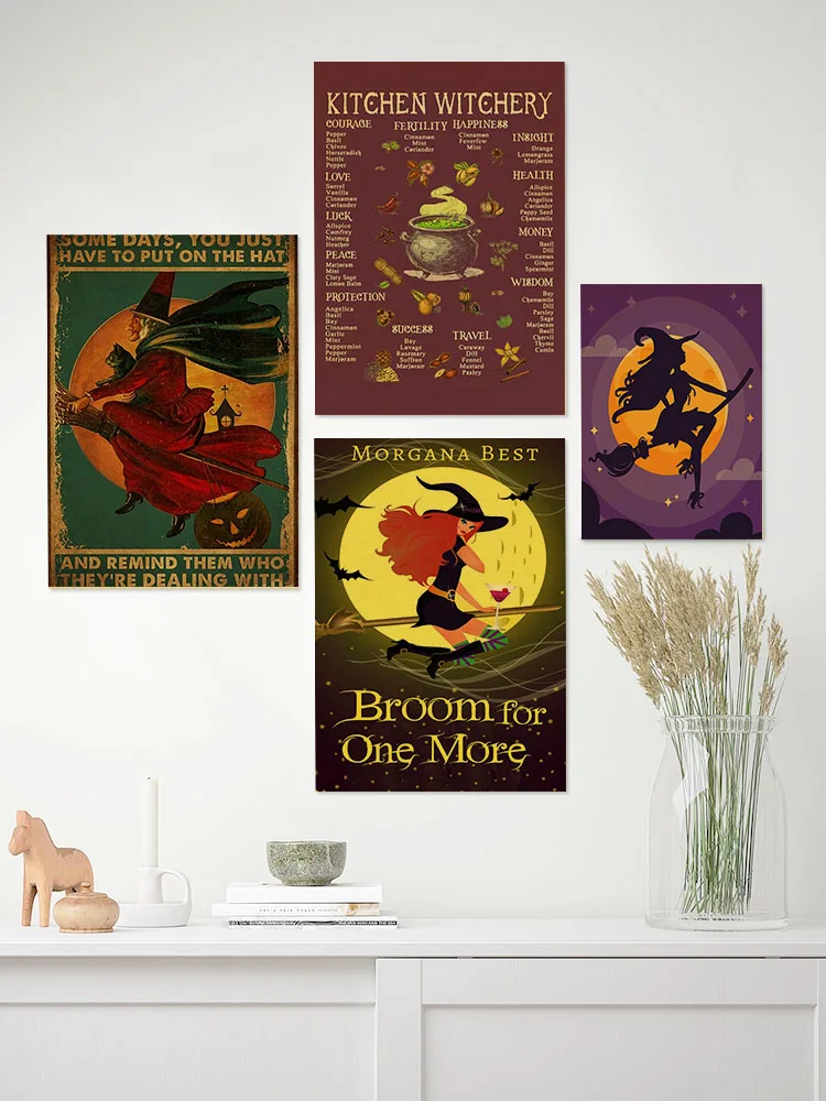 Kitchen Witch Poster Retro Witch Brew Kraft Paper Prints Posters Vintage Home Room  Decorative Painting Home Decorations