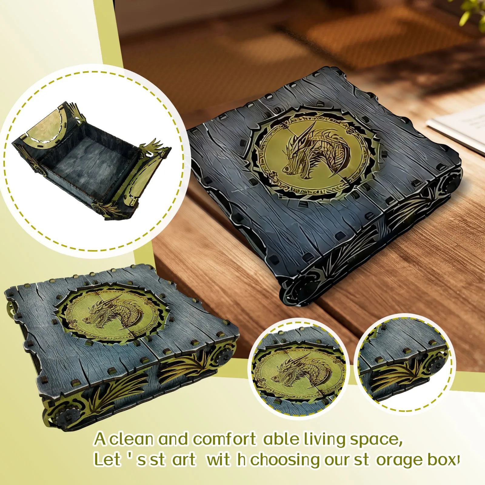 

Exquisite Dragon Pattern Wooden Box for Storage Perfect Dragon Totem Storage Boxes for Home Decor and Gifts