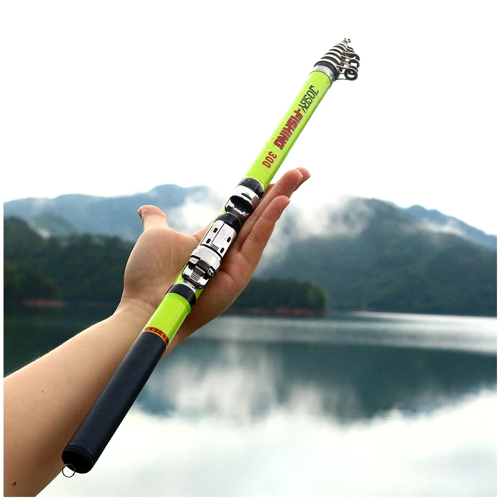 Carbon Fiber Telescopic Spinning Fishing Rod 3M 2.7M 2.4M 2.1M 1.8M 1.5M Feeder Fly Carp Reel Seat Portable Sea Travel Pesca