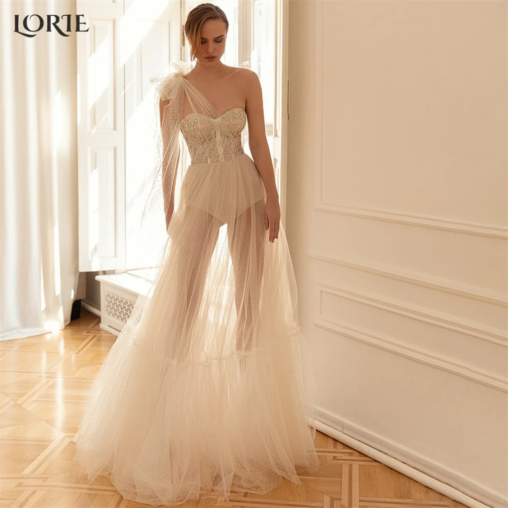 

LORIE Bohemia Lace Wedding Dresses One Shoulder A-Line Sweetheart Backless Sexy Bridal Gowns Appliques Princess Bride Dress 2023