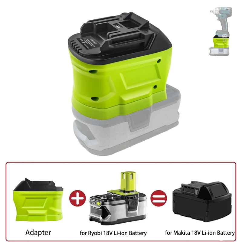 For Ryobi 18V Li-ion BatteryP102  P192 Converter Adapter, Converts to for Makita 18V Li-ion Battery Cordless Power Tool Drill