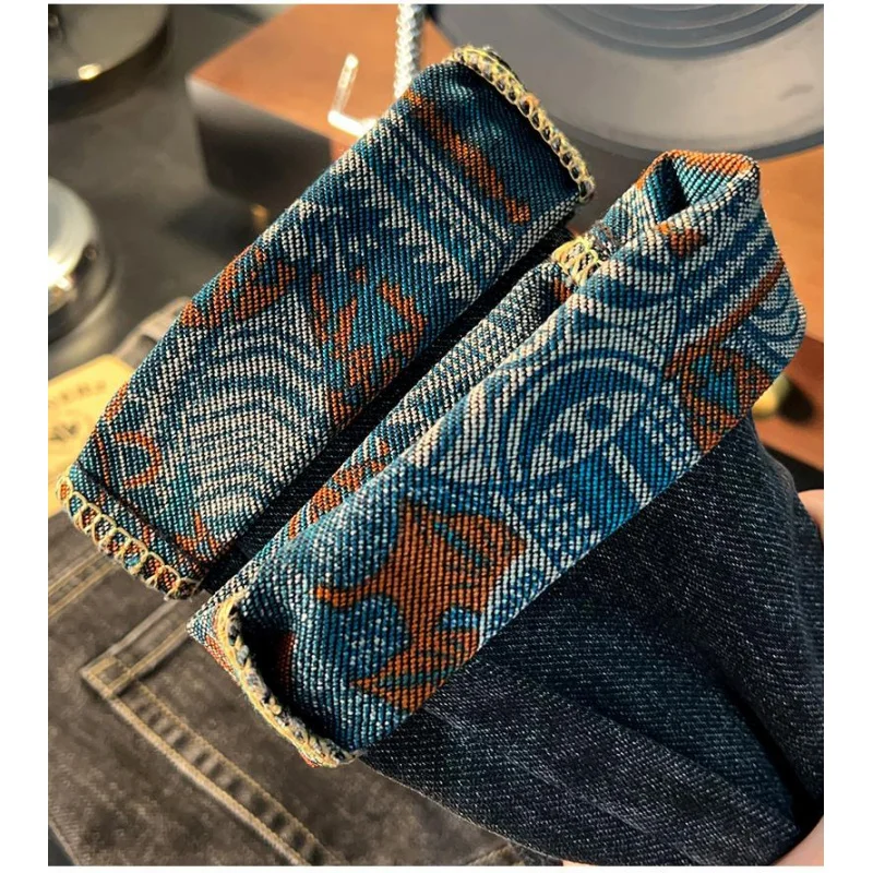 

eans men's 2026 autumn new embroidered printed men's clothing slim fit elastic denim trendy casual retro pants