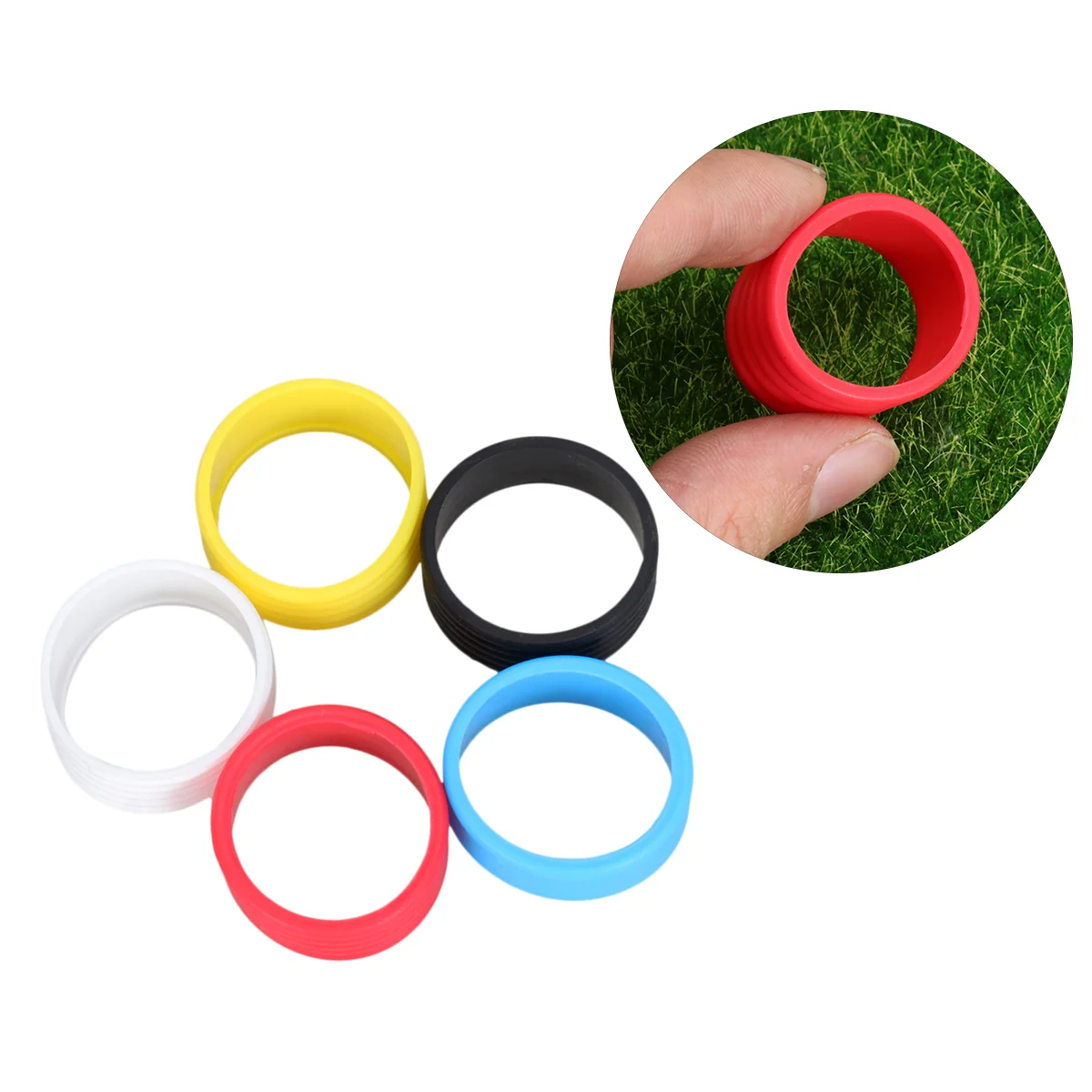 5pcs Tennis Racket Grip Bands Super Absorbent Tennis Squash Ring Hold Overgrip in Place(Yellow, Red, Blue, Black, White, 1PC for