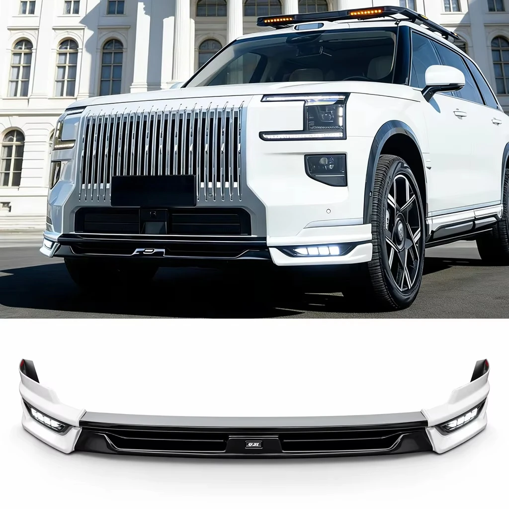 Vacuum Formed PP Front Lip for 9X Body Kit with LED DRL Day Running Lights Sporty Front Bumper Spoiler 2025+