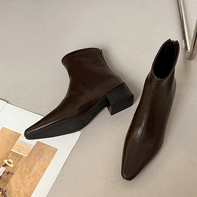 

High Heels Women's Ankle Boots Elegant Chunky Shoes for Woman Luxury Winter Short Boots 2025 New Dress Chelsea Botas Femme Shoes