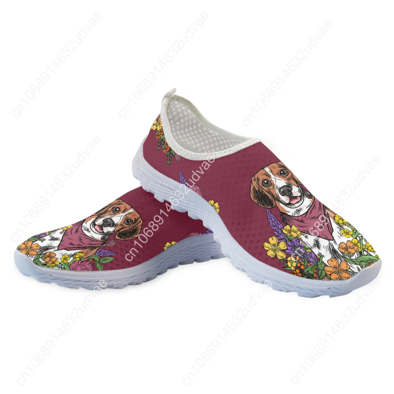 Lovely Beagle Labrador Flower Design Lightweight Breathable Shoes Pet Dog Print Casual Shoes Platform Sneakers