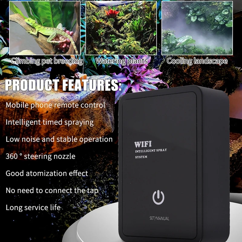 Electronic Terrarium Humidifier Timer Spray System App Ctri Intelligent Automatic Reptile Fogger Mist Rainforest 360° Sprinklers