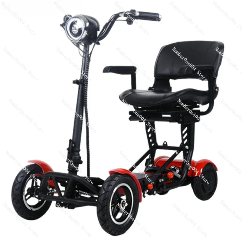 Elderly Motor 500W Folding Electric Scooter With Big Seat Blue Red White Foldable Mobility Scooter 4 Wheels For Old People