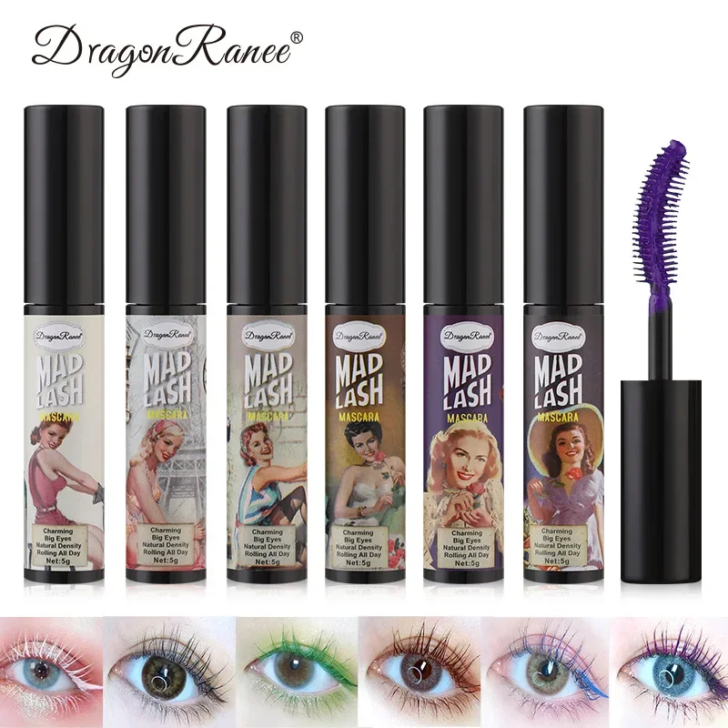 Máscara de pestañas colorida, extensión de pestañas, azul, rosa, verde, resistente al agua, encantadora máscara rizadora de larga duración, maquillaje de Navidad para ojos