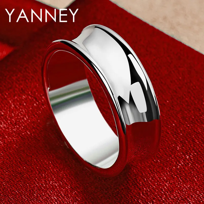 

New 925 Sterling Silver 5-10# Beautiful Smooth Round Ring For Fashion Women Engagement Jewelry Accessories Party Wedding