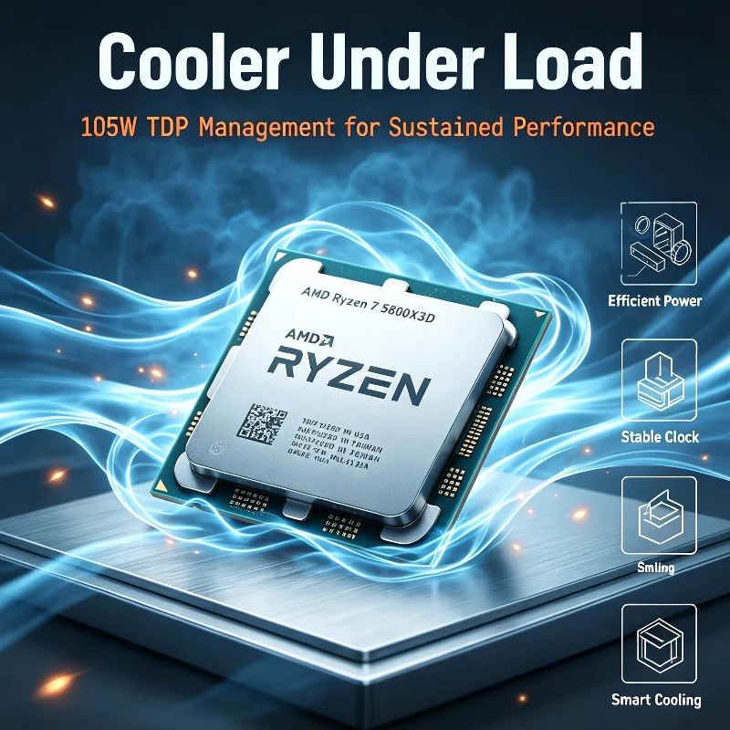 R7 5800X3D AMD Desktop CPU 3.4GHz 8C16T 96MB Large Cache Gaming Processor Support DDR4 AM4 Socket 7nm Chip