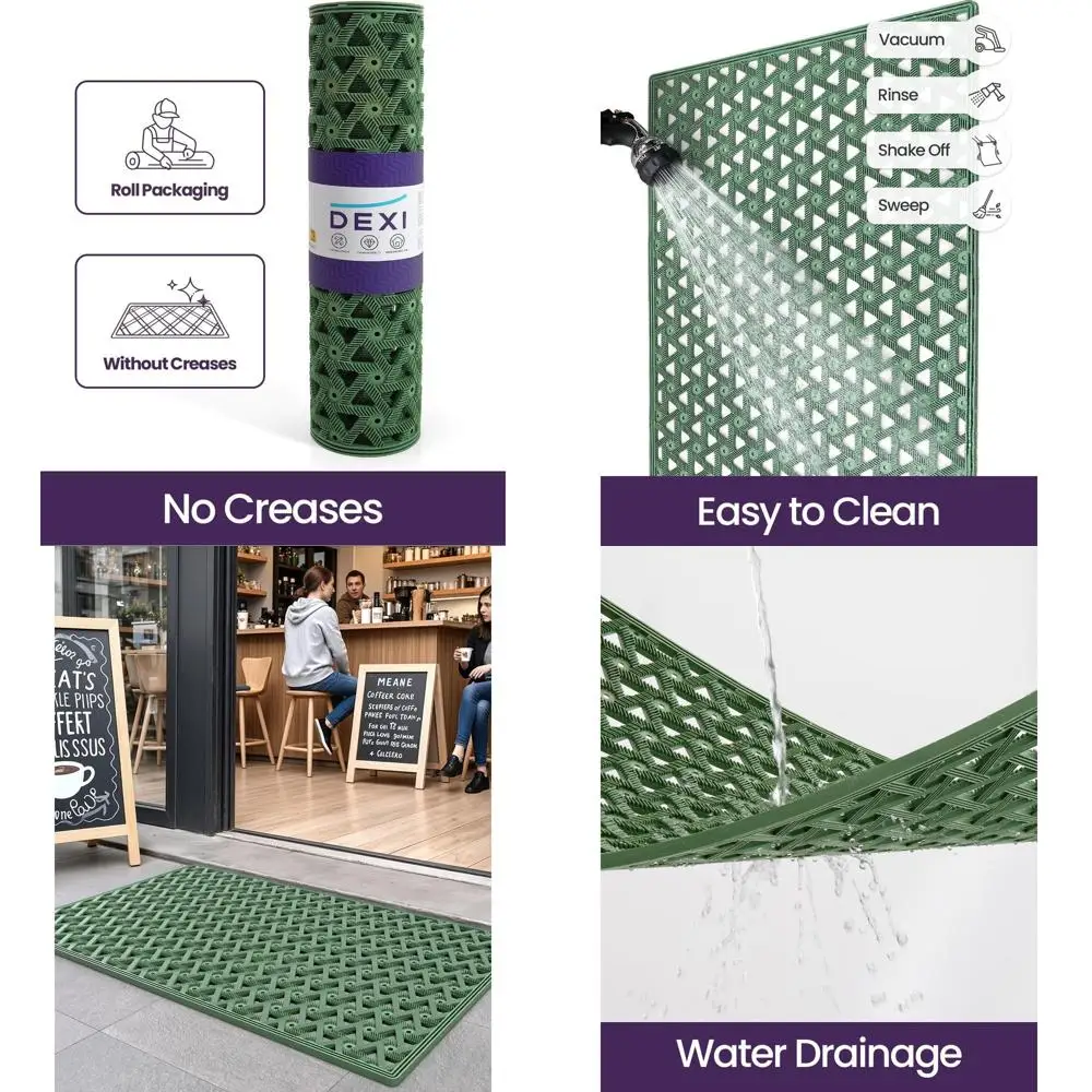 

Зеленый всепогодный уличный коврик 32x48 дюймов, сверхпрочный, нескользящий, водонепроницаемый, с дренажем для патио и входных групп