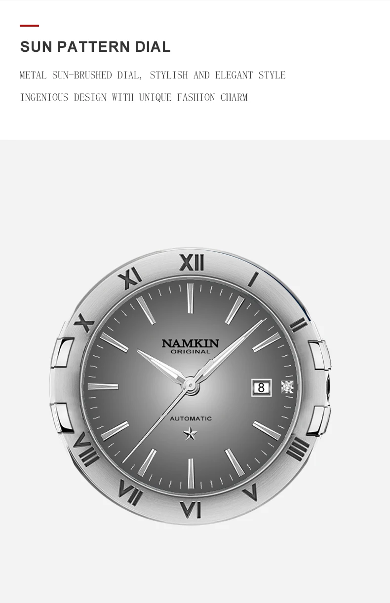 NAMKIN brand steel watchband business waterproof mechanical watches for man fashion automatic movement luxury gift for men watch