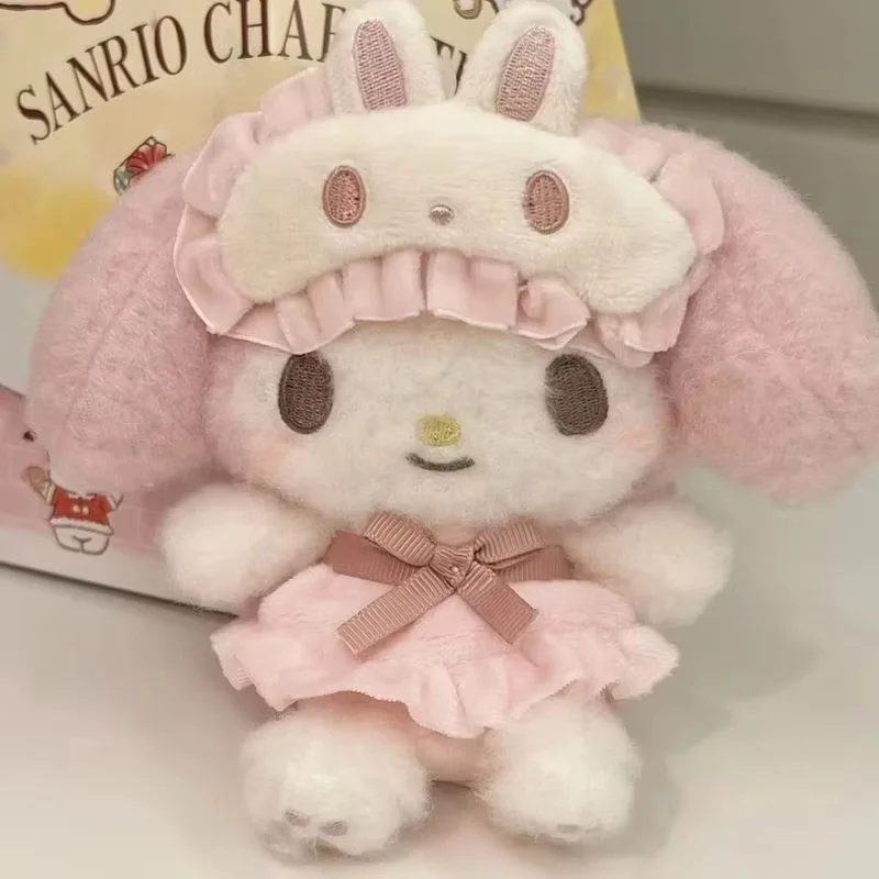 Supersüße My Melody Schlafmasken-Serie Kawaii Schlüsselanhänger Plüschpuppe Spielzeug Taschenanhänger Dekoration Mädchen-Urlaubsgeschenk