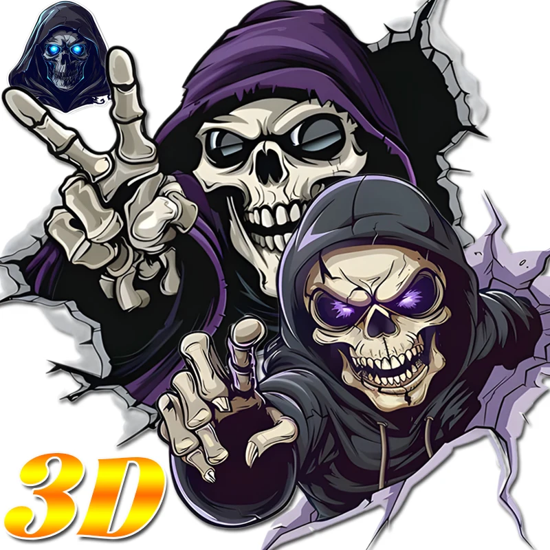 

New Skull Car Stickers 3D Scary Skull Motorcycle Sticker Auto Window Bumper Decortion DIY Halloween Home Door Wall Decals Car