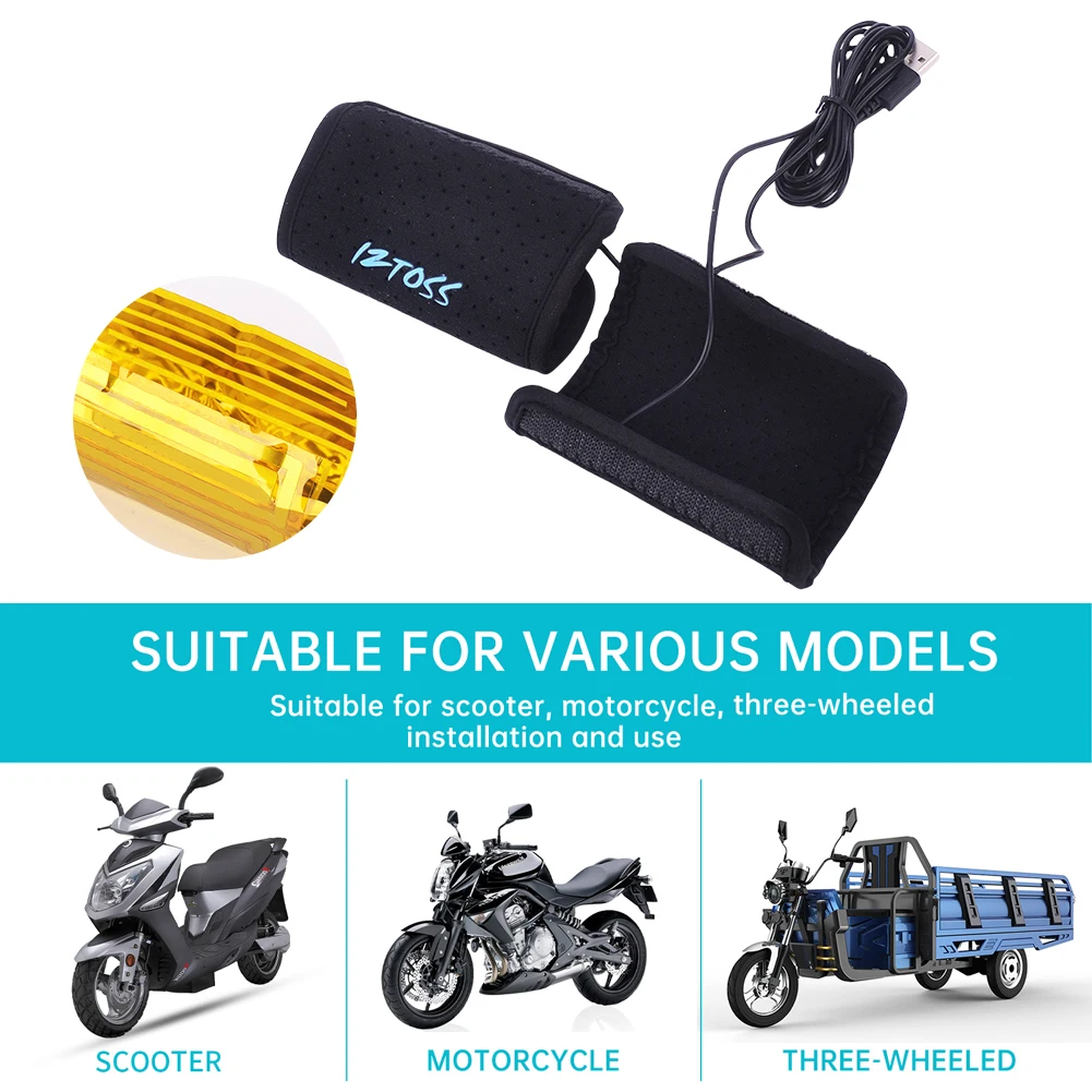 1 Pair Motorcycle USB Heated Grips Handlebars 55-65℃ With Temperature Control Switches Handlebar Warmer Removable Grips