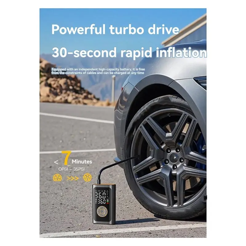 ضاغط الهواء المحمول منفاخ الإطارات اللاسلكي 6X التضخم السريع مع مقياس الضغط الرقمي LED Light-AA25