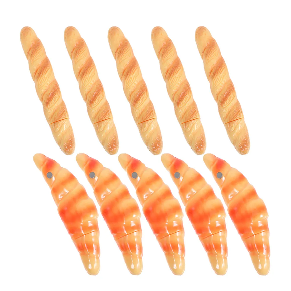 10本セット。面白いパンの形をしたボールペン。リアルな食品デザイン（クロワッサン、バゲット）。持ち運びやすく、軽量。学校やオフィスでの文具として最適。
