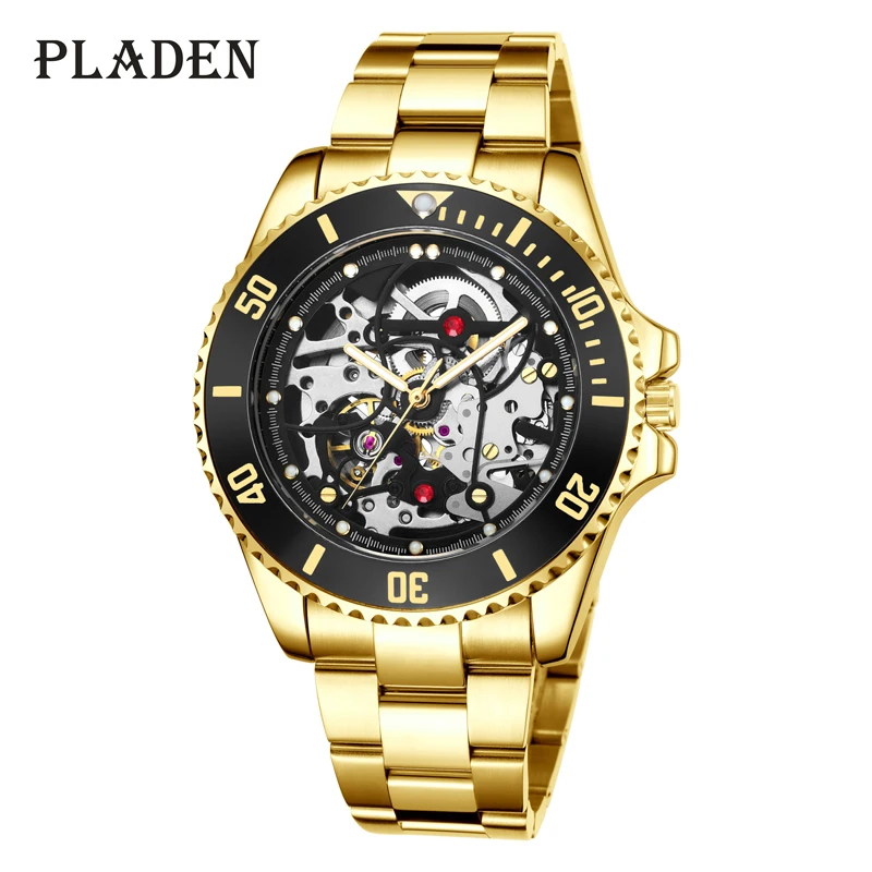 

Luxury Brand Mechanical Watch Fashion Business Stainless Steel Skeleton Automatic Watches Men Casual Luminous Dive Man Clock New