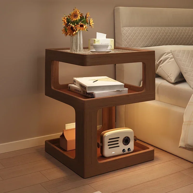 

Solid wood bedside table, small light luxury, high-end sense, simple and modern side shelves