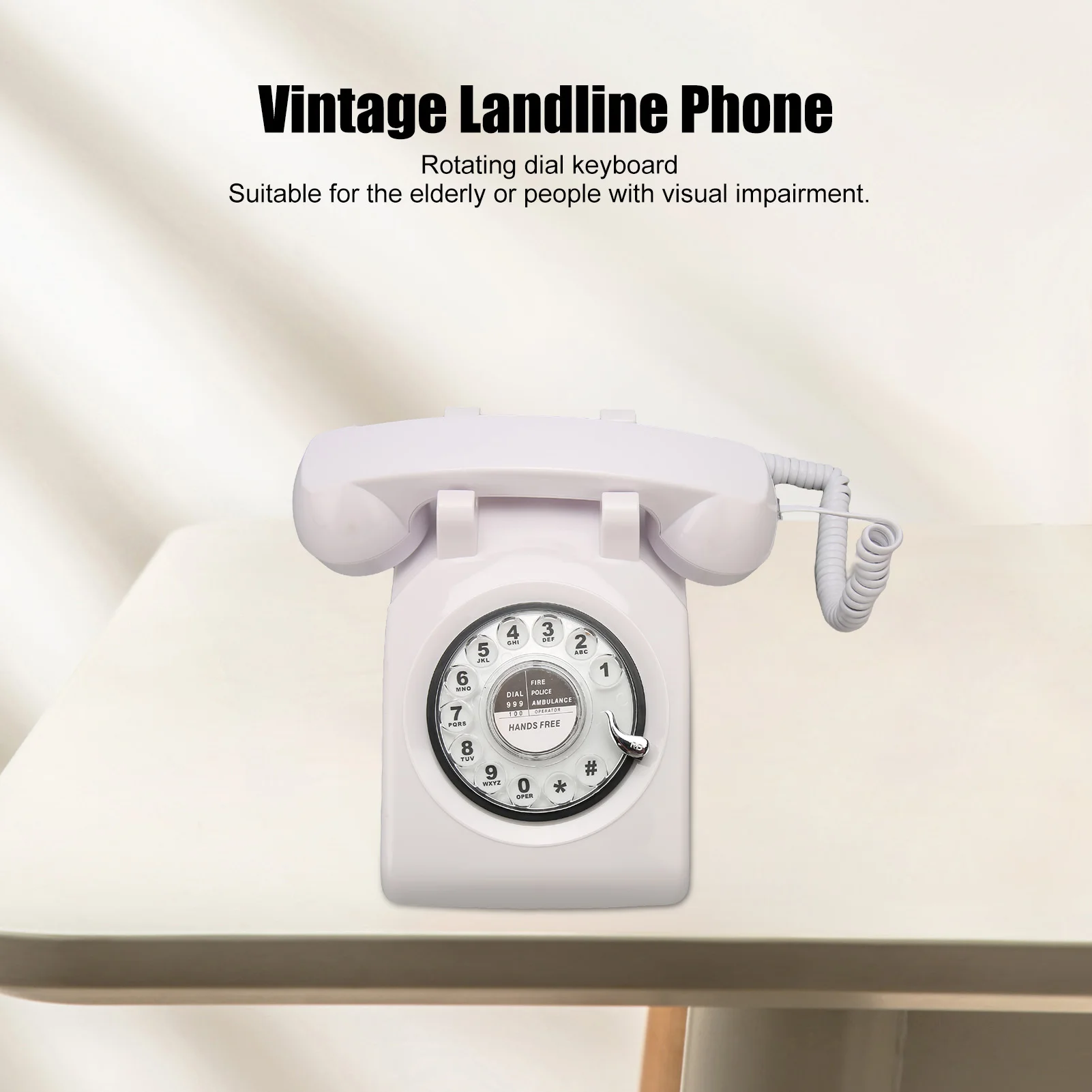 Retro Telephone Mechanical Rotating Keyboard Easy To Use ABS Vintage Landline Phone for Office for Bedroom