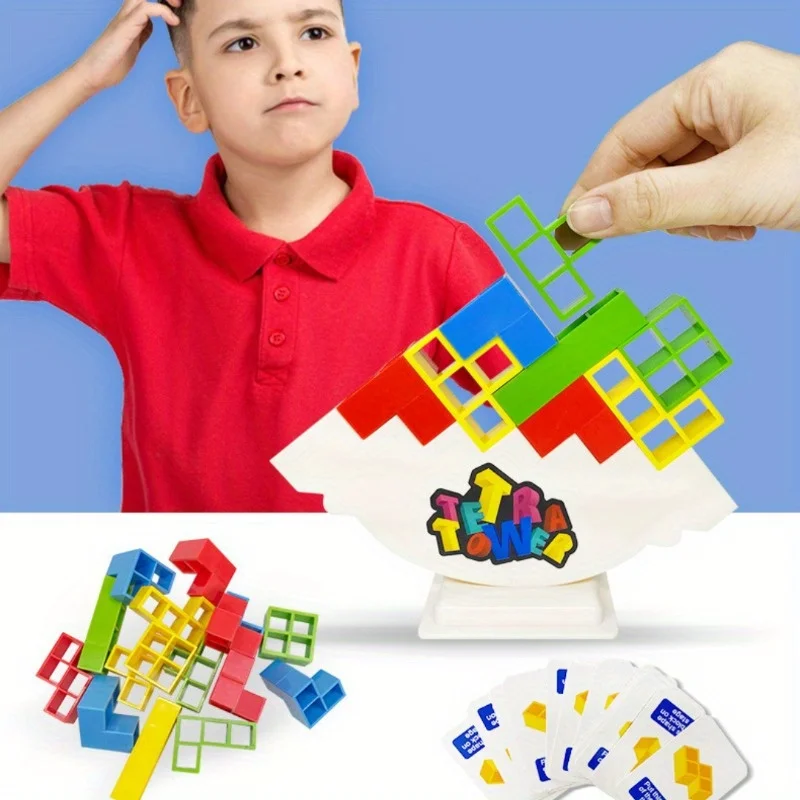 New 3D Tetris Tower Balancing Stacking Toys, Board Games for Kids,Puzzle Board Assembly Brick Educational, Parties, Travel Toys
