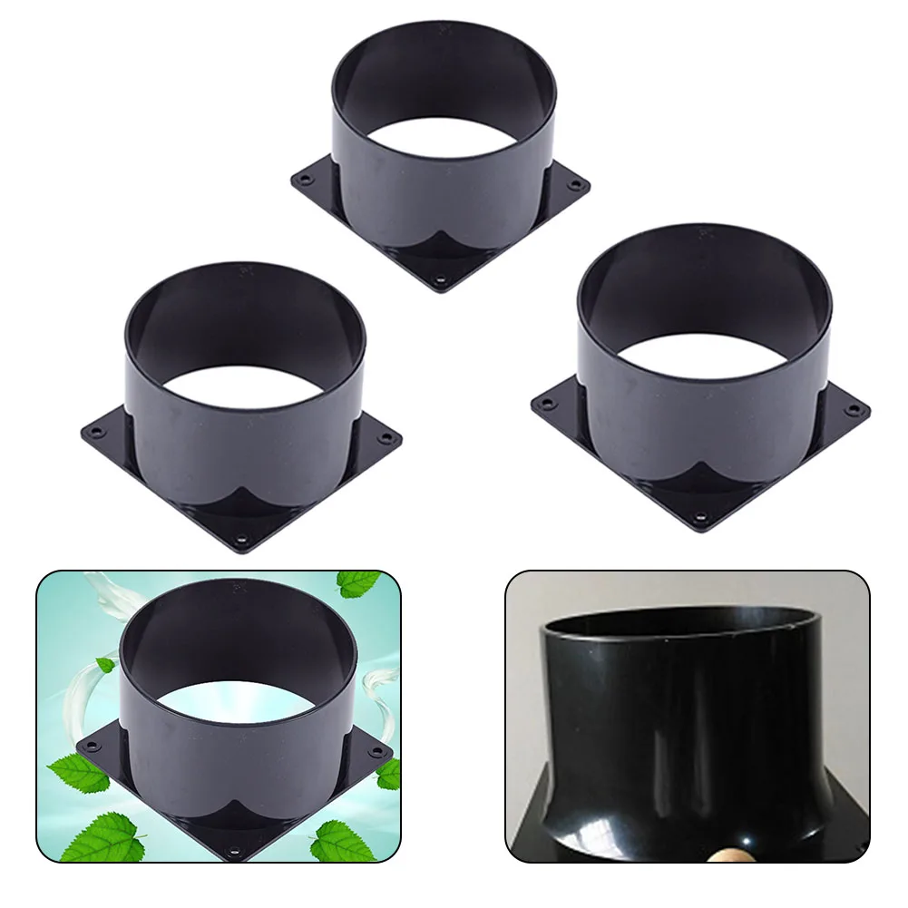 

1PC 75/100/120mm Black Flange Connector ABS Square Bottom Straights Flange Air Inlet Outlet Suitable For Connecting Ventilation