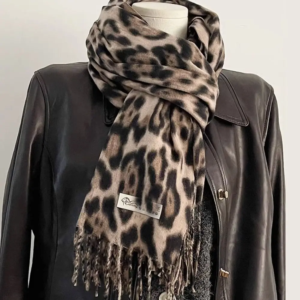 

Корейская шаль с леопардовыми кисточками, имитация кашемира, утолщенный платок, пашмины, хиджабы, ветрозащитные женские шарфы, накидки для женщин и мужчин