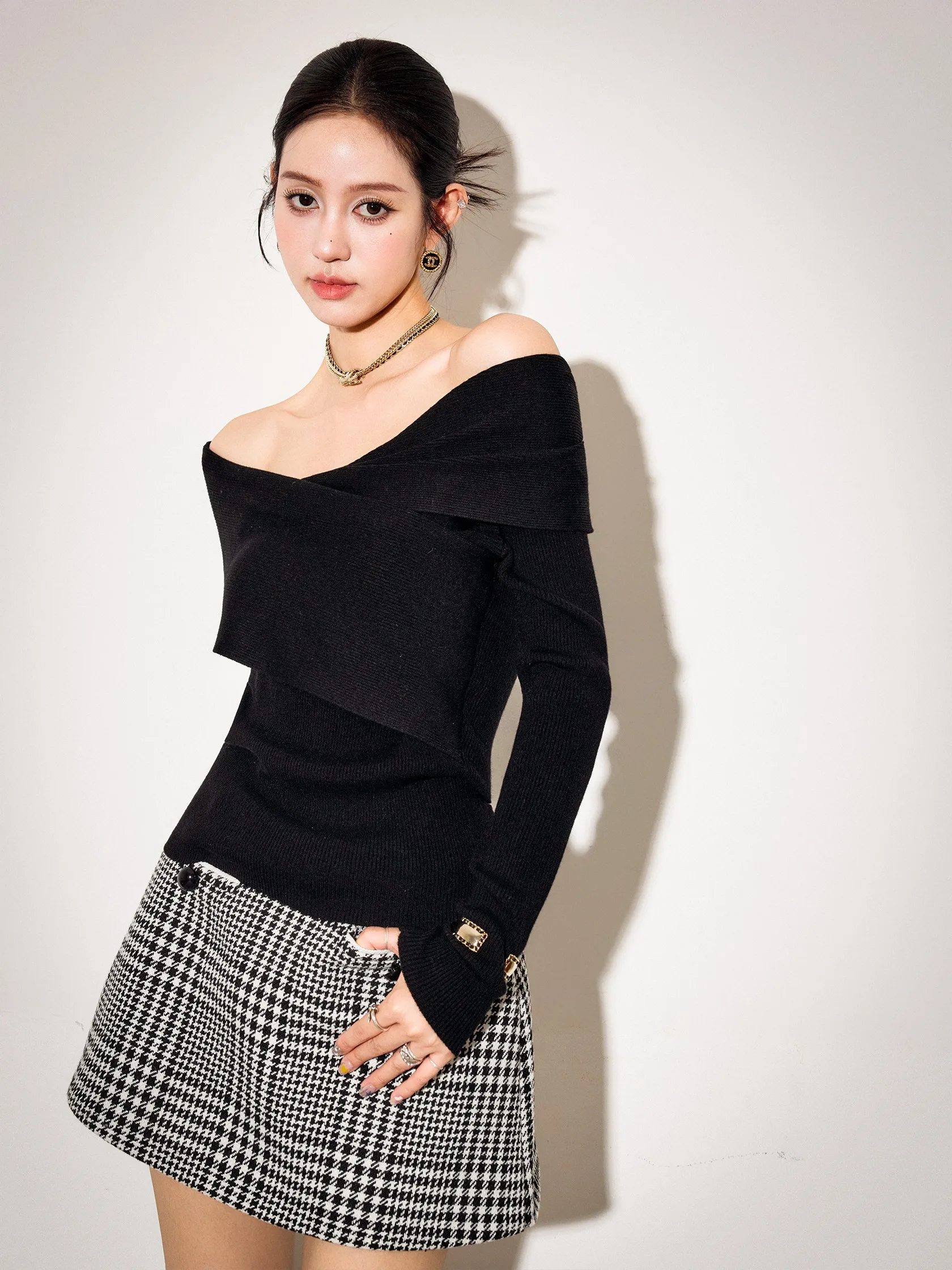 

Ele V-Ne Knitted Sweater Anti-Pilling Soft Acrylic Wool Blend Long Sve Overhead Ladies Faion Casual Wear