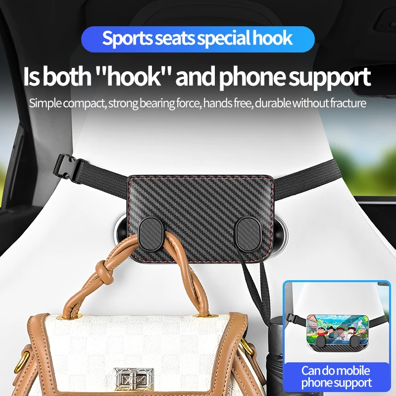Car Seat Hooks for Headrest Car Bag Hooks Phone Holder Multifunctional Compact Organizer for Truck Umbrella Coat Purse Backseat