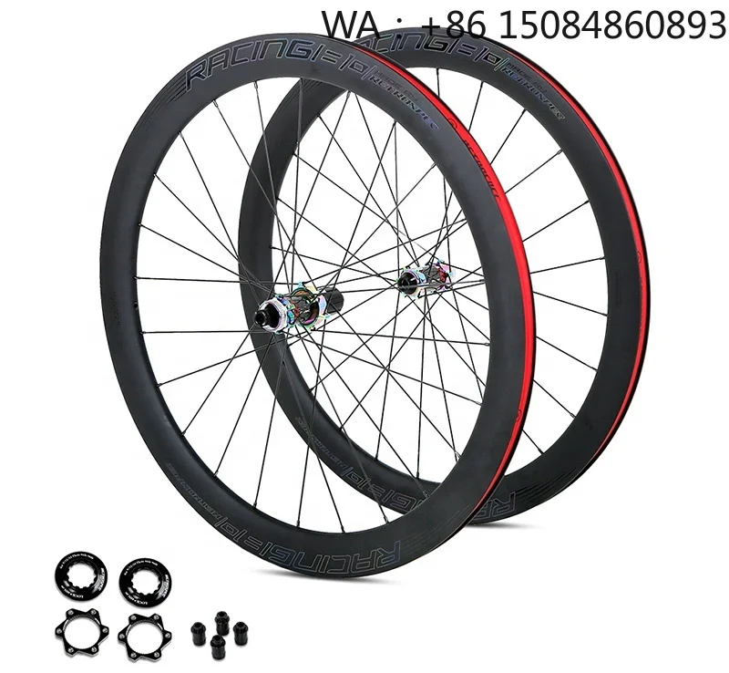 

700c Thru Axle Carbon Wheelset, 50mm depth disc brake carbon rim, durable high-stability wheel parts for road bicycle long-dista