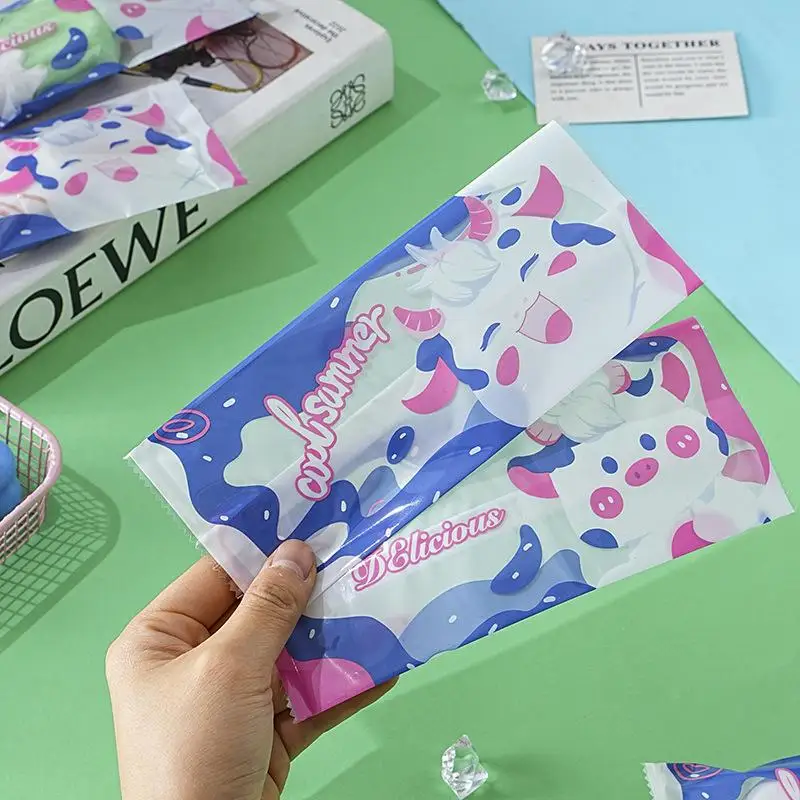 100Pcs Cartoon Pattern Ice Cream Machine-sealed Bag Homemade Popsicle Printing Plastic Bag Handmade Ice Cream Packing Bags