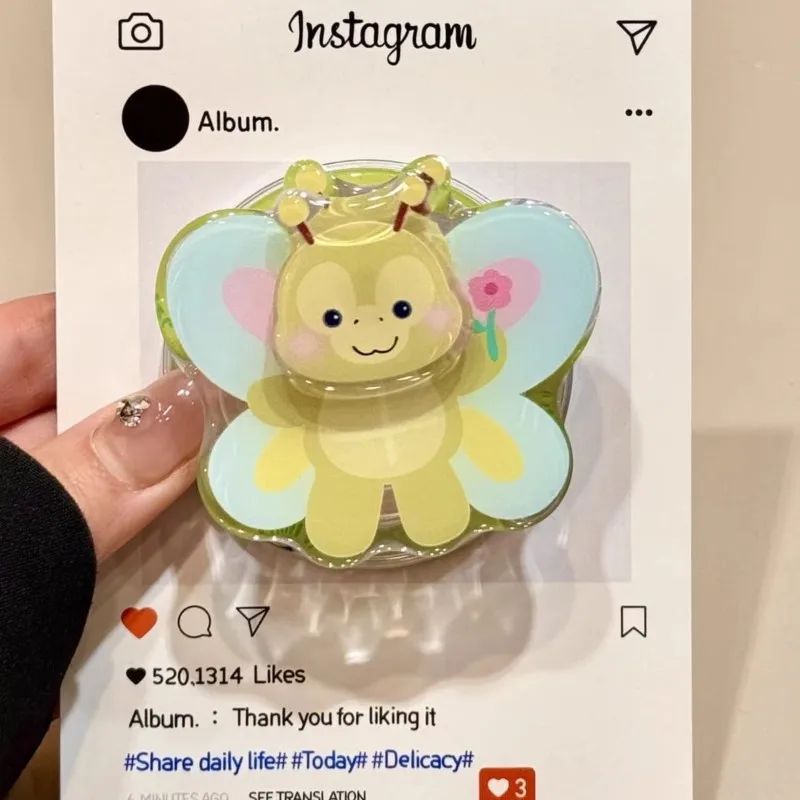 Duffy Family Olu Mel Mariposa 3D para Soporte Magnético de Teléfono, Lindo Agarre de Dedo Kawaii MagSafe para Todos los Smartphones