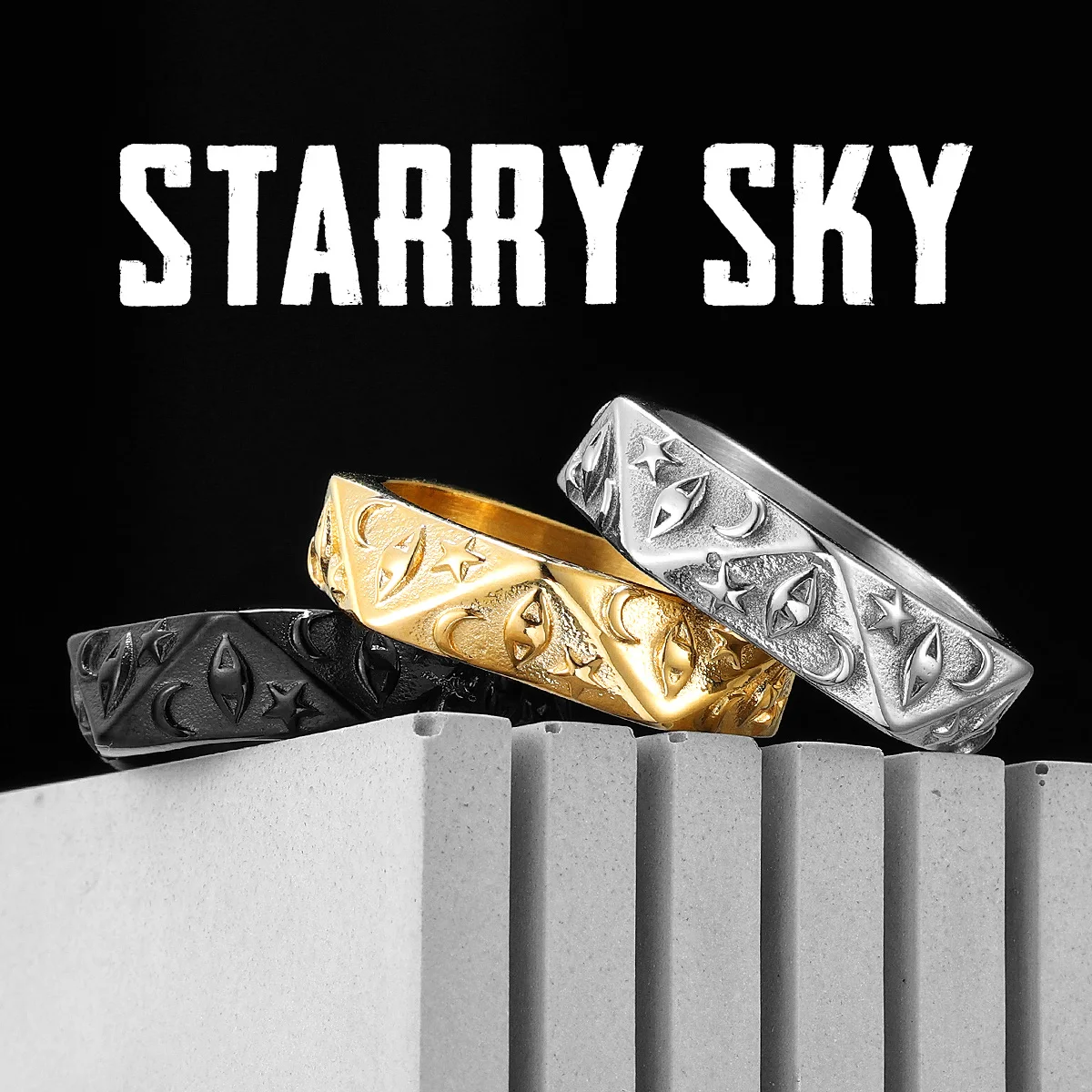 Sun Moon Star Galaxy Men Rings Stainless Steel Women Fashion Jewelry Punk Simple Trendy New In Accessories Gift Wholesale