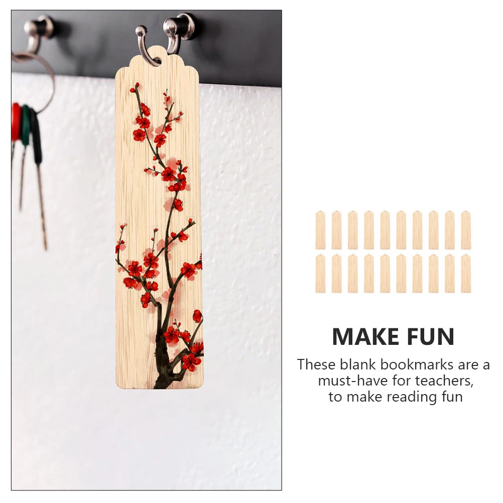 

20pcs DIY Carving Bookmarks Wooden Craft Tags Blank Bookmarks for Kids School Projects Unfinished Wood Student Supplies
