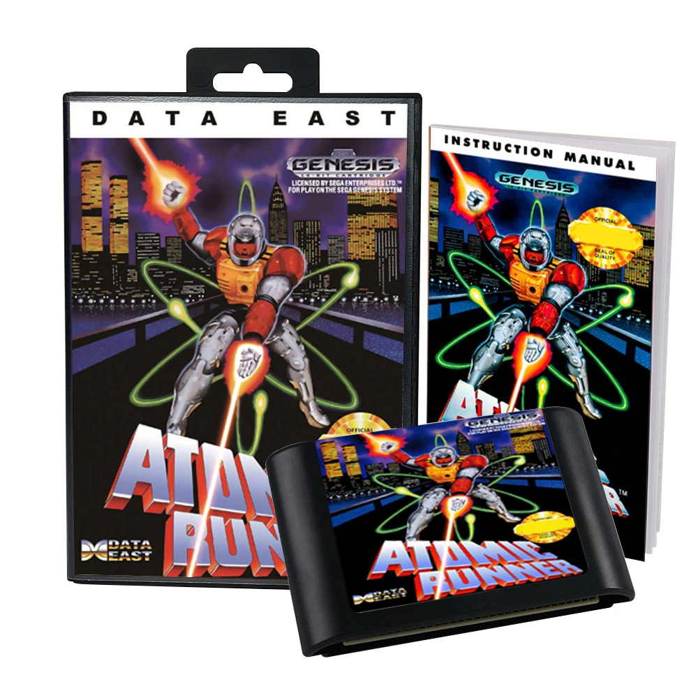 Atomic Runner Case & Instructions for Sega Genesis top (No Game Included)