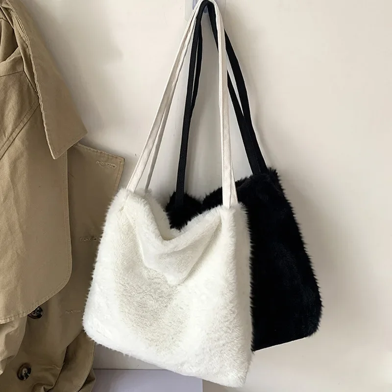 Winter New Fashion Shoulder Female Leopard Female Large Plush Winter Handbag Messenger Soft Warm Fur Bag Handbag
