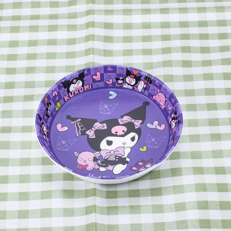 Kawaii Hello Kitty  Plate Snack Round Plate Anime Kuromi Cinnamoroll Child Fruit Plate Cartoon Kitchen Tableware Wholesale New view 4
