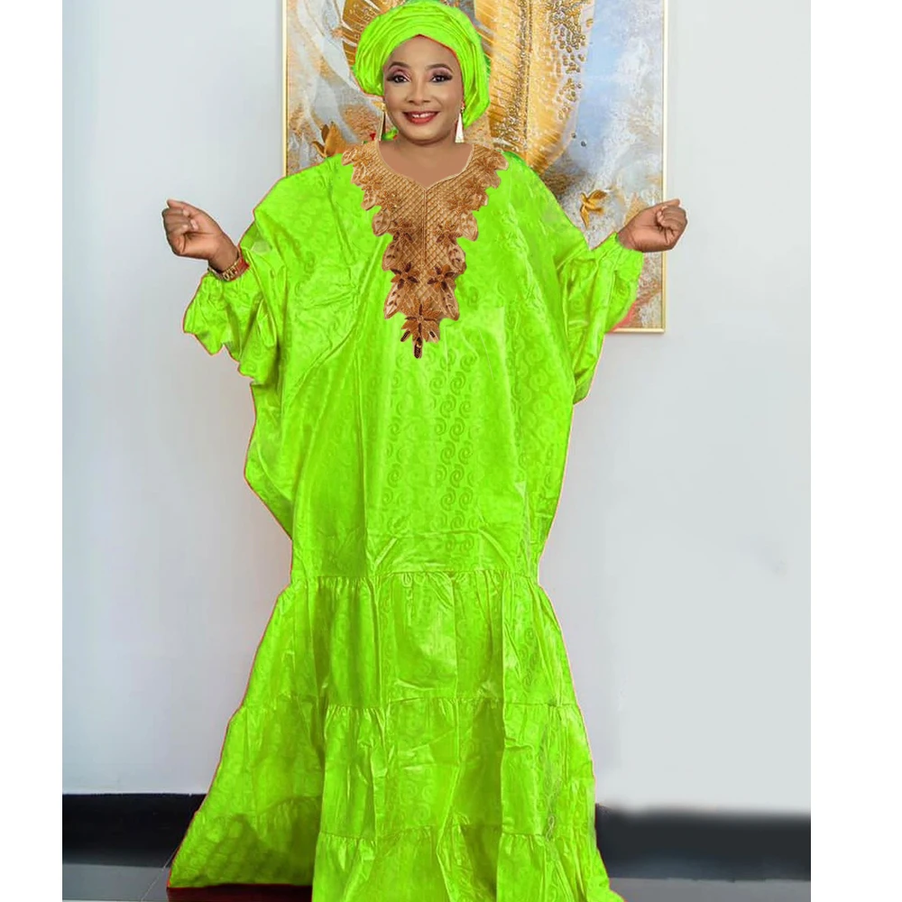 2024 i piรน nuovi abiti africani Bazin Riche di grandi dimensioni nigeriano nobile abito da sposa abbigliamento viola Guinea Lady abiti lunghi Boubou