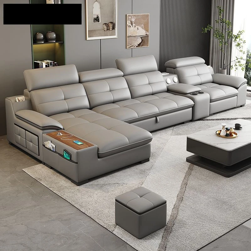 Electric Leather Sofa Italian Minimalist Living Room Zero Wall Multi-functional Sofa Bed Foldable Dual-purpose Storage Sofa