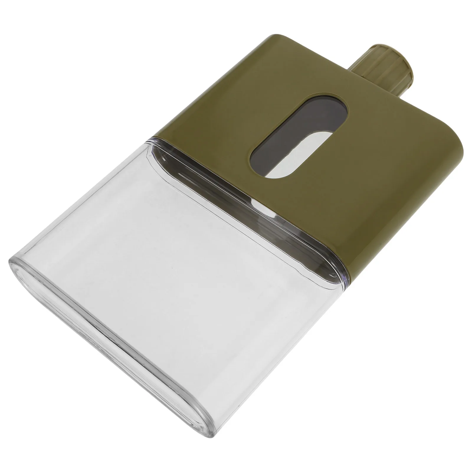 

Flat Water Bottle Portable Kettle with Rope Plastic Canteen Sports Rectangle Leak Proof Green Travel Bottle for Hiking Camping
