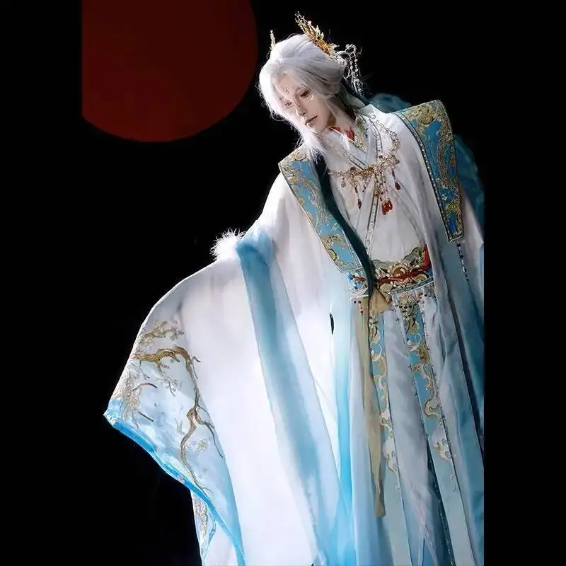 

Hanfu Cross-Collar Hanfu Embroidered Large Sleeve Shirt Unisex Cosplay Costume