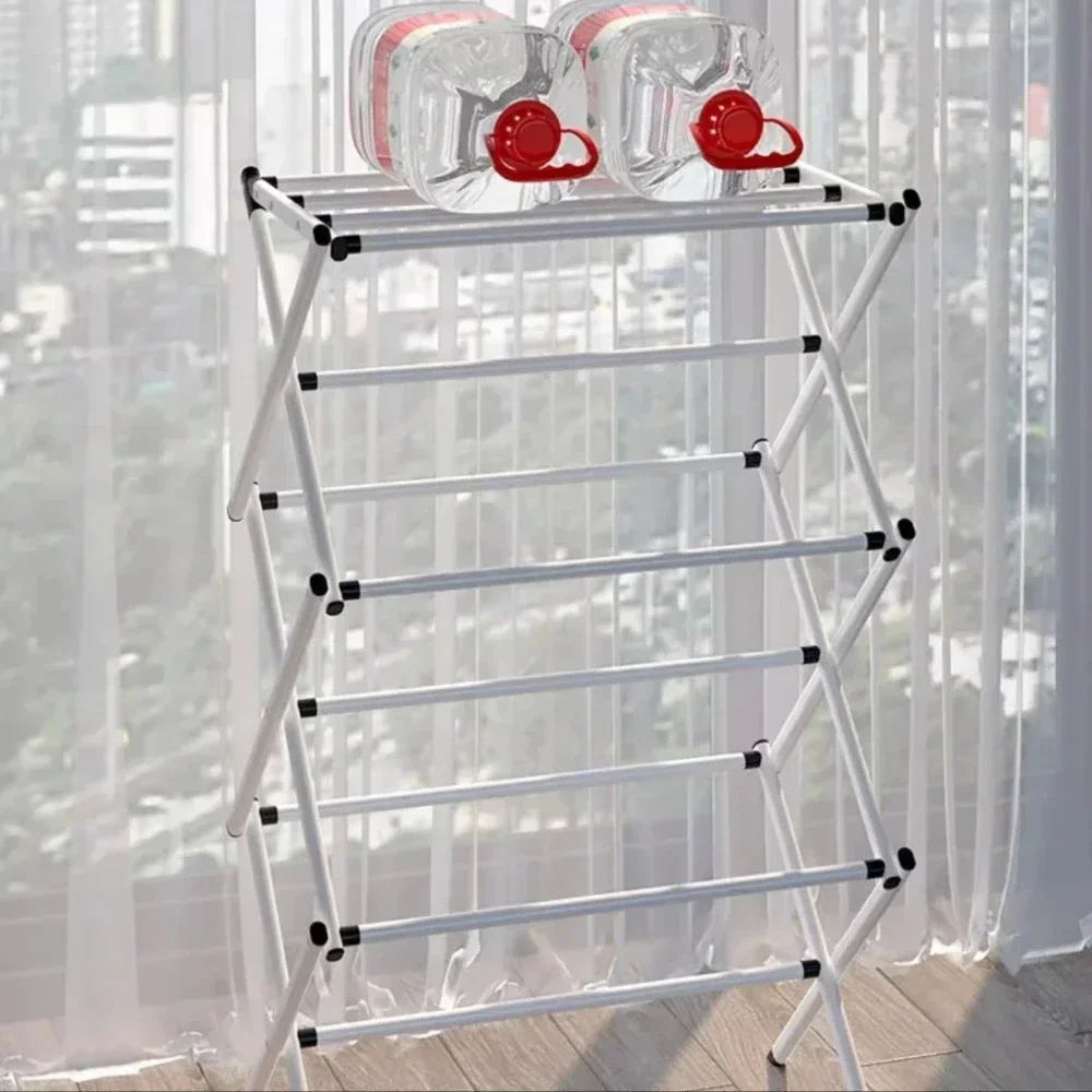 Simple Storage Rack Foldable Bedroom Drying Racks Retractable Household Clothing Shelf Floor Standing Balcony Clothes Hangers