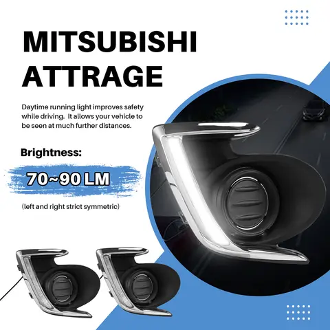 LED DRL Daylight Daytime Running Lights Front Fog Light Lamp for Mitsubishi Attrage Mirage G4 2012-2015 8 best sales mirage g4 - №7