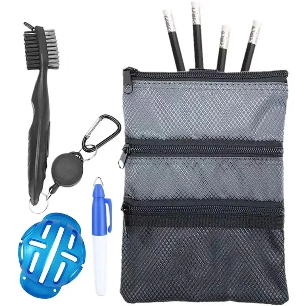 Waterproof Golf Ball Bag Portable Three Layer Golf Accessory Bag Zippered Large Capacity Golf Carrier Golf Players