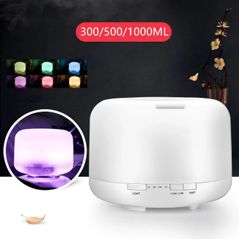 

300/500/1000ML Air Humidifier Ultrasonic Aromatherapy Aroma Essential Oils Diffuser Spray Purifier Color Lights for Bedroom Home