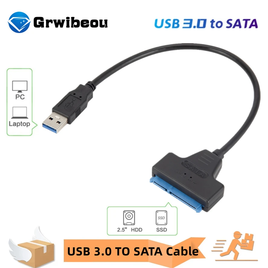 SATA to USB 3.0 Cable Up to 6 Gbps for 2.5 Inch External HDD SSD Hard Drive SATA 3 22 Pin Adapter USB 3.0 / 2.0 to Sata III Cord