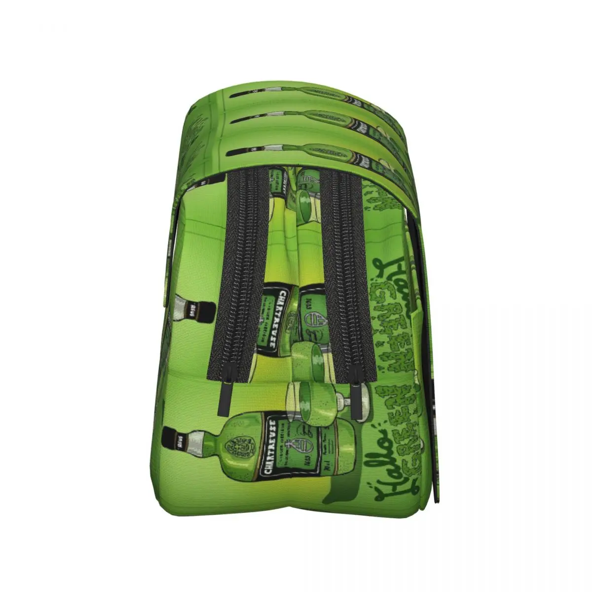 Green Chartreuse Bottle Oil Painting Drink 1 Pencil Case Pen Holder Hard Shell Leather Big Capacity Pen Box Pencil
