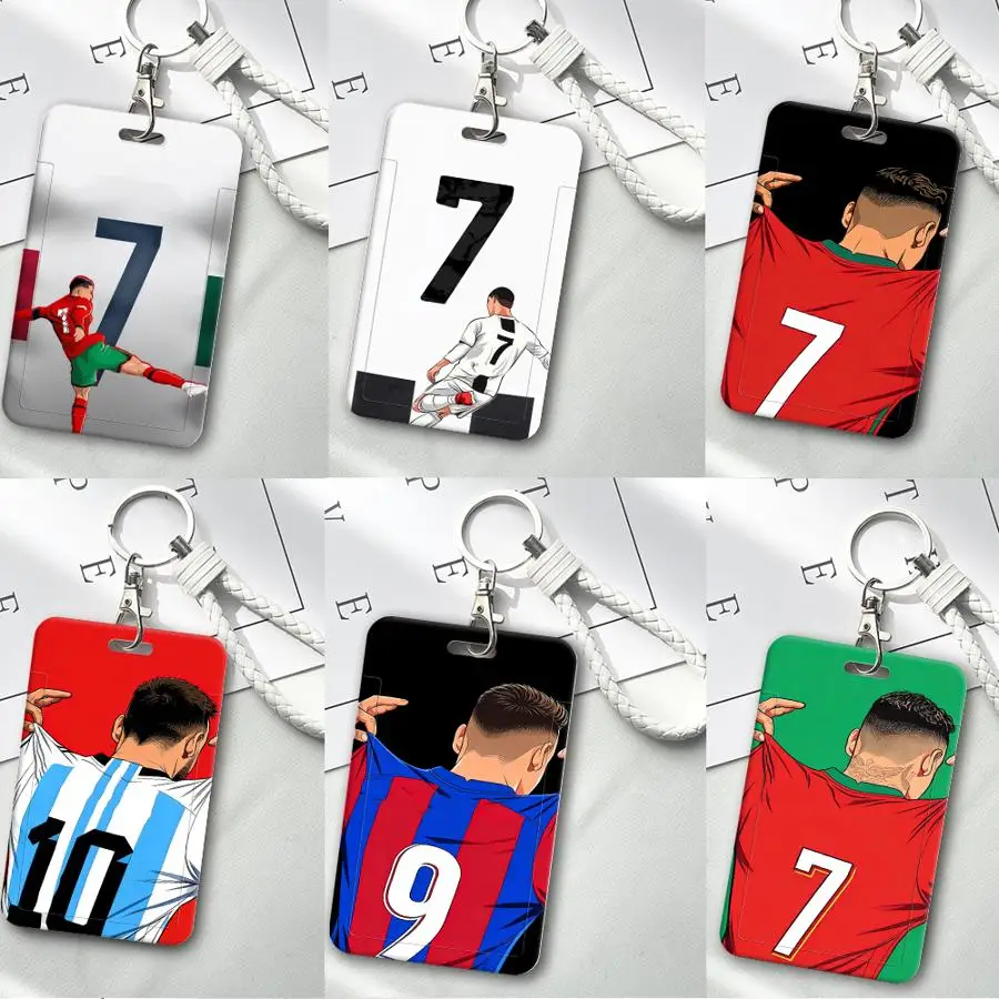 Football Number 1Pc Card Holder Retractable Credit Card Holders Holders Child Bus with lanyard Bank ID Badge Cover Case