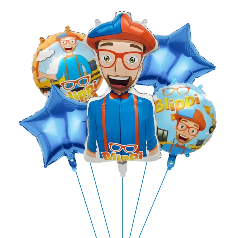 Blippi Theme Birthday Aluminum Foil Balloons 32inch Blue Number Children Blippi Birthday Party Decor Supplies Baby Shower Toys